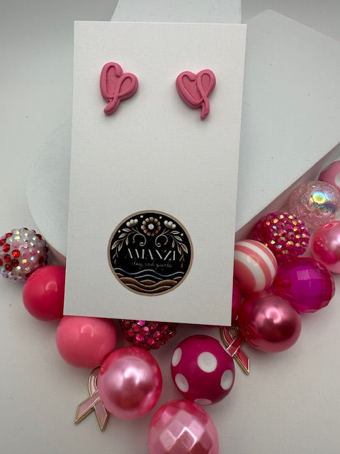 Ribbon Heart Studs